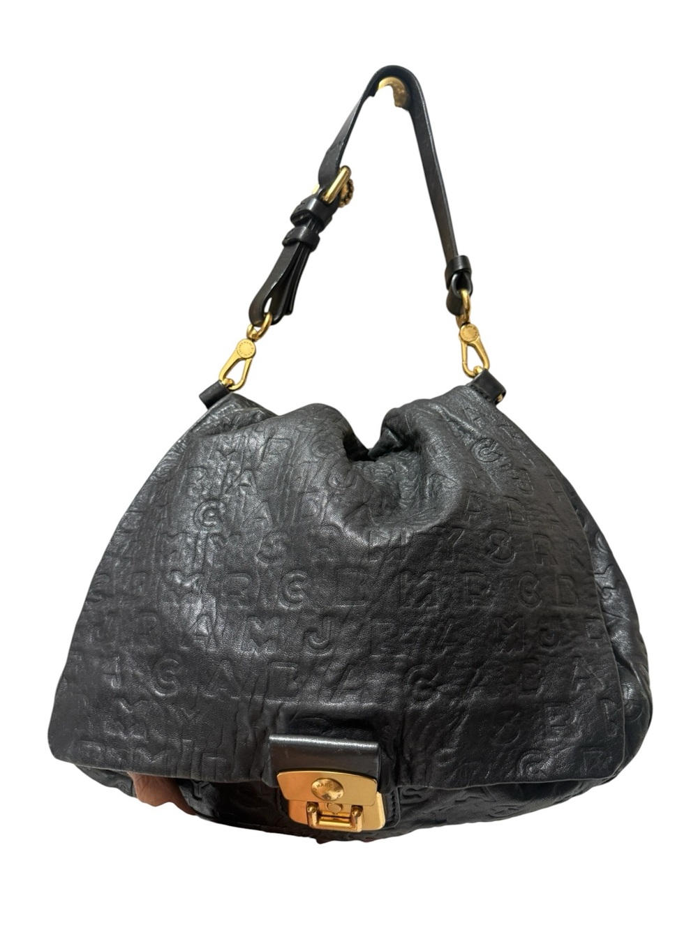 Leather hobo bag, Marc by Marc Jacobs Dreamy Logo Puckered Mouse - Picture 7 of 15